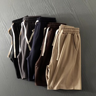 夏季 纯色运动休闲情侣五分中裤 薄款 男士 潮 拼接宽松弹力短裤 特大码