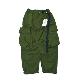 机能宽裤 日系宽松腰带休闲裤 男士 裤 立体大兜复古水洗多袋工装 大码