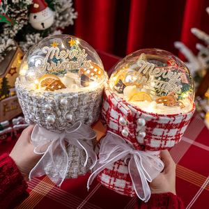 2023新年女神花束蛋糕装饰创意手捧花小香风蛋糕围边新年快乐插牌