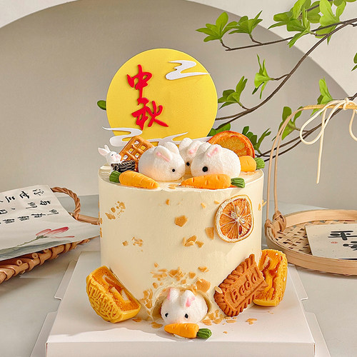 中秋节蛋糕装饰品可爱兔子
