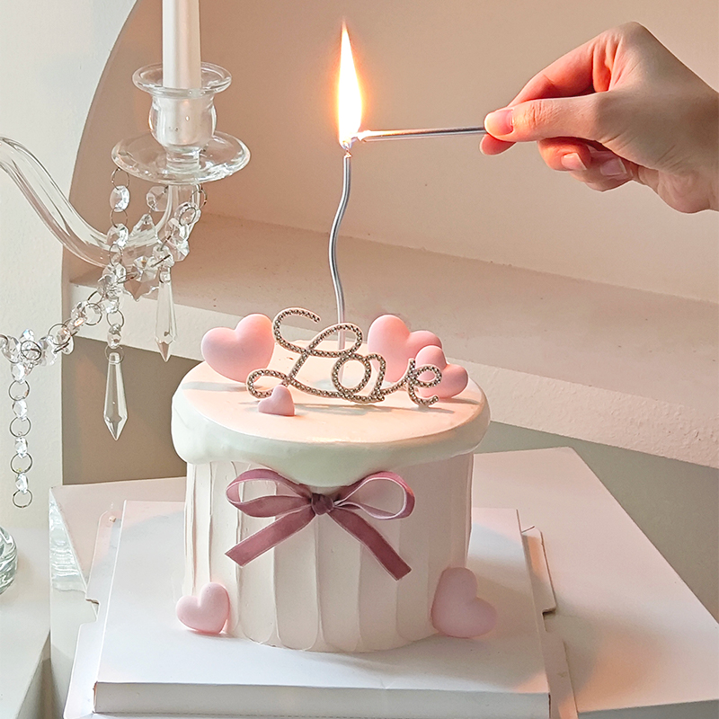 2025情人节蛋糕装饰2.14网红浪漫告白love水钻爱心蝴蝶结装扮插件