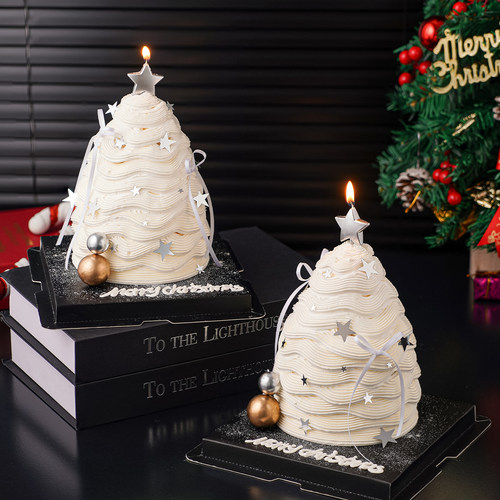 2026圣诞节唯美许愿树造型蛋糕装饰五角星蜡烛亮片星星烘焙插件