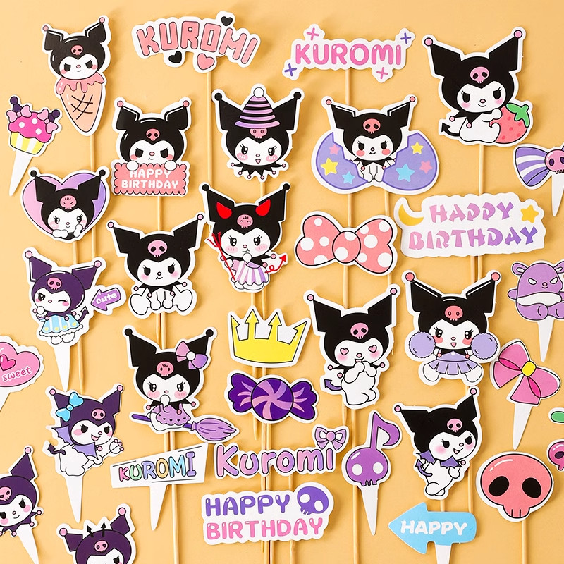 网红卡通蛋糕装饰插牌黑粉系女生女孩生日甜品台烘焙装扮插件插卡,节庆用品/礼品,节日装扮用品,淘宝优惠券,粉丝福利购,淘宝优惠卷