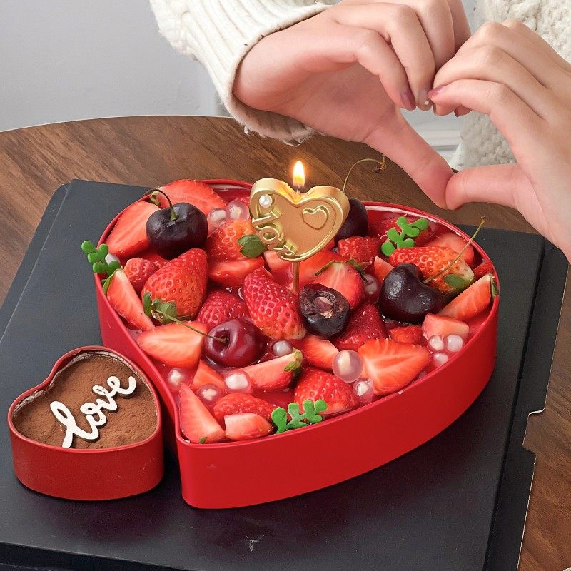 网红情人节爱心马口铁盒草莓蛋糕盒提拉米苏甜品点心爱心包装盒子