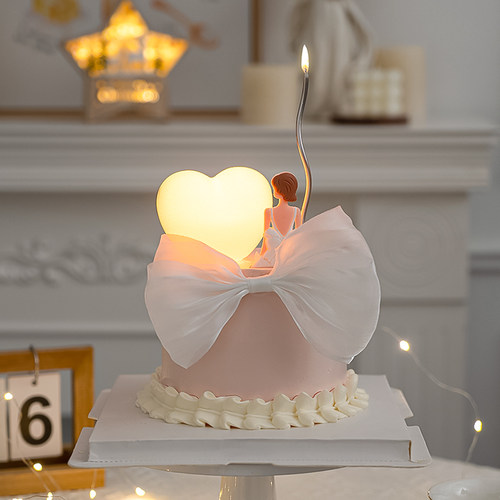 发光爱心灯女神背影蛋糕装饰