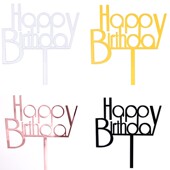 生日蛋糕装 饰插牌亚克力摆件简约圆体字HB生日快乐亚克力插牌插件