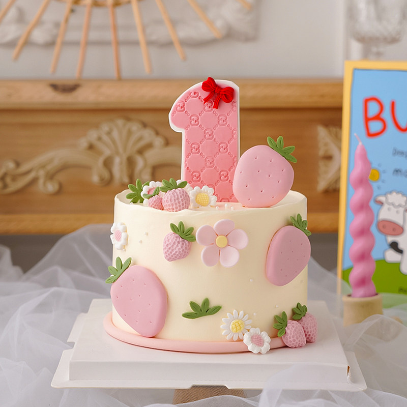 儿童烘焙蛋糕装饰翻糖草莓花朵摆件周岁宝宝生日派对甜品台装扮,节庆用品/礼品,节日装扮用品,淘宝优惠券,粉丝福利购,淘宝优惠卷
