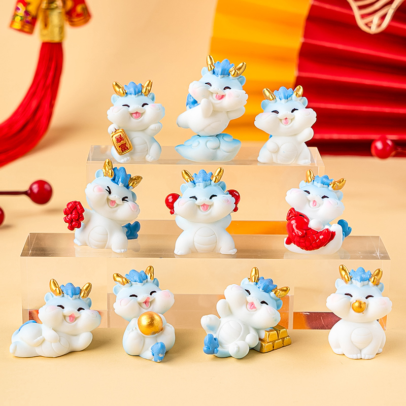 国潮树脂小龙宝宝公仔蛋糕装饰