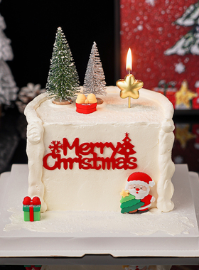 2026圣诞节雪松蛋糕装饰摆件圣诞树老人MerryChristmas亚克力插件