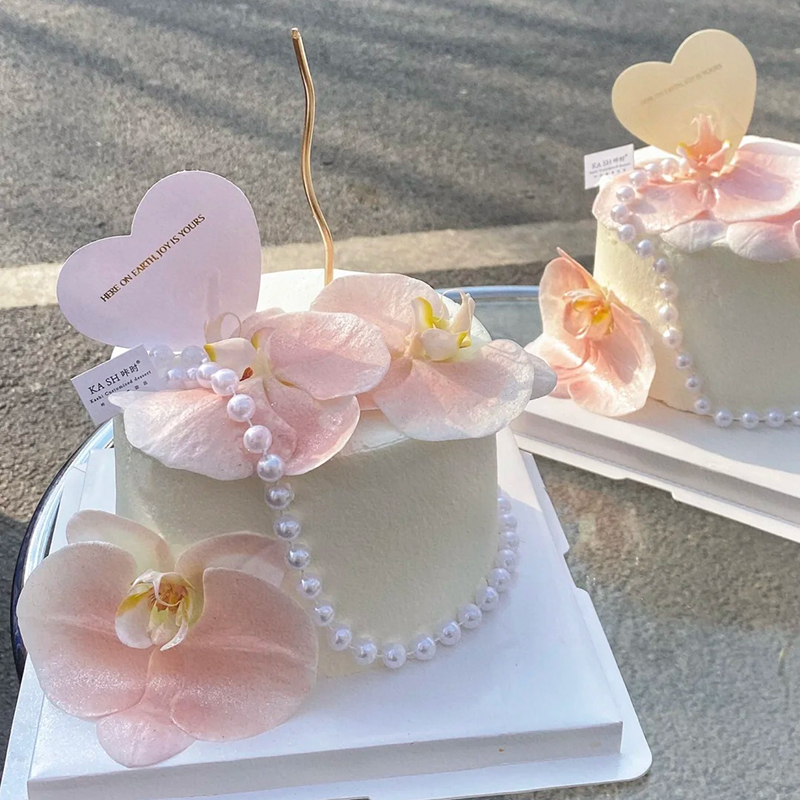 情人节蝴蝶兰蛋糕装饰