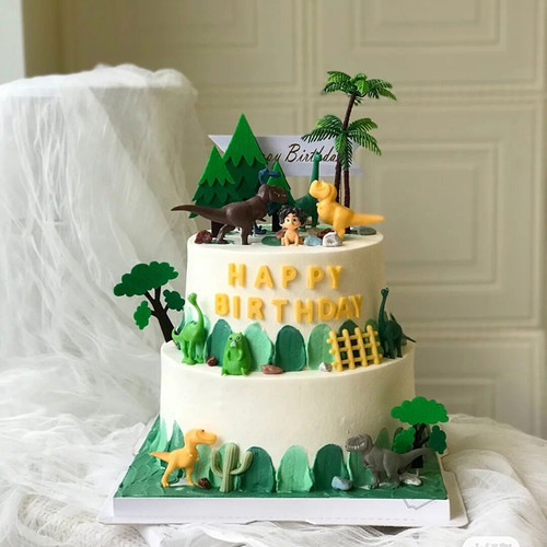 小男孩霸王龙森林蛋糕装饰