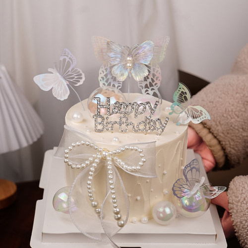 网红女神生日蛋糕装饰水钻插牌