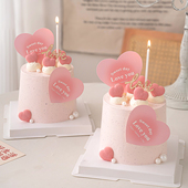 love you爱心卡片蛋糕装 饰2.14情人节快乐木质love情侣告白插件