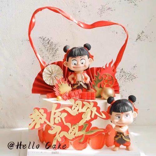 哪吒蛋糕装饰摆件魔童三太子