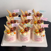 网红韩式 ins风生日蛋糕装 饰插牌卡通小熊蜡烛生日快乐甜品插件