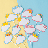 空白可写字插牌手写名字祝福语网红蛋糕装 饰生日甜品台云朵插卡