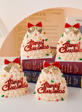 2026圣诞节许愿树造型蛋糕装饰Merry Christmas平安夜蝴蝶结插件