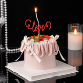 2.14情人节简约蛋糕装 饰love亚克力插件情侣告白节日派对甜品装 扮