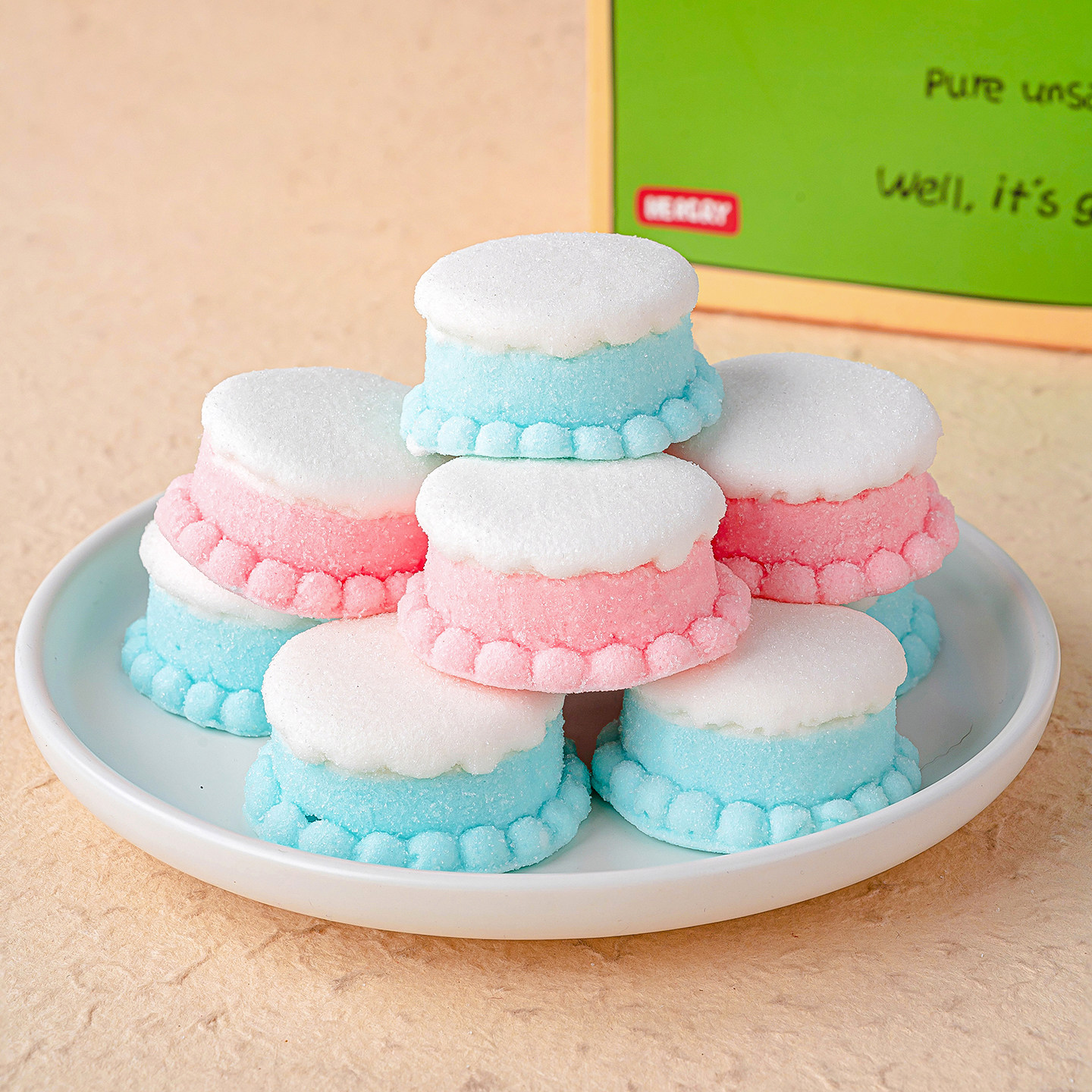 3D蛋糕造型棉花糖小蛋糕迷你装饰摆件卡通立体软糖果生日甜品插件