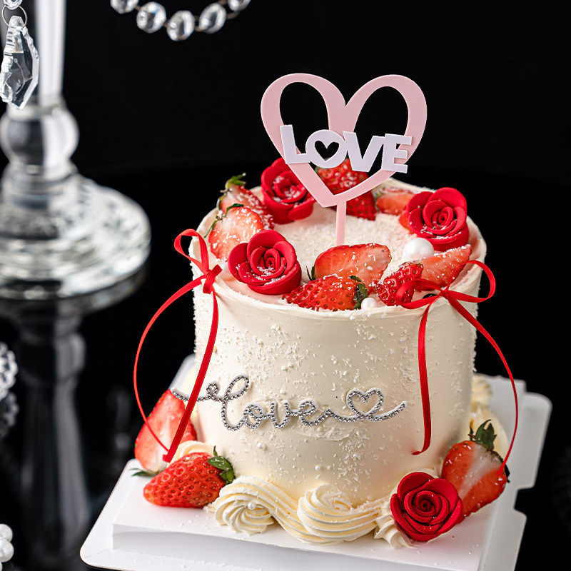 网红情人节蛋糕装饰爱心亚克力插牌2.14情侣表白钻石love玫瑰插件,节庆用品/礼品,节日装扮用品,淘宝优惠券,粉丝福利购,淘宝优惠卷