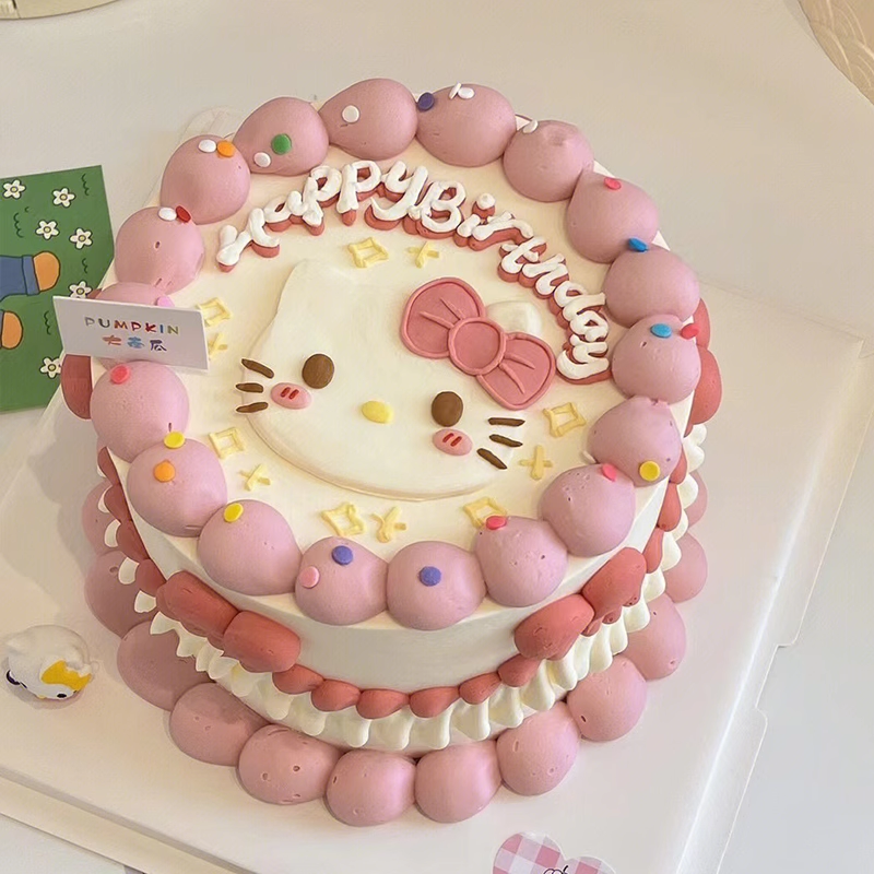 网红蛋糕装饰品蓝猫KT猫happybirthday软胶摆件儿童生日烘焙插件