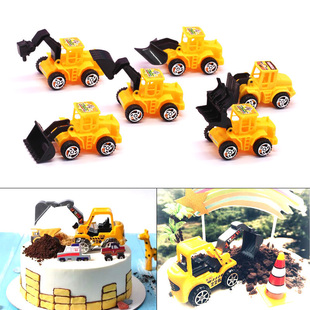 派对生日蛋糕装 饰儿童烘焙情景蛋糕摆件挖掘机挖土铲车勾机工程车
