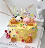 网红奶酪蛋糕装 饰品摆件卡通可爱小猪小狗摆件蜡烛HB彩旗插牌插件