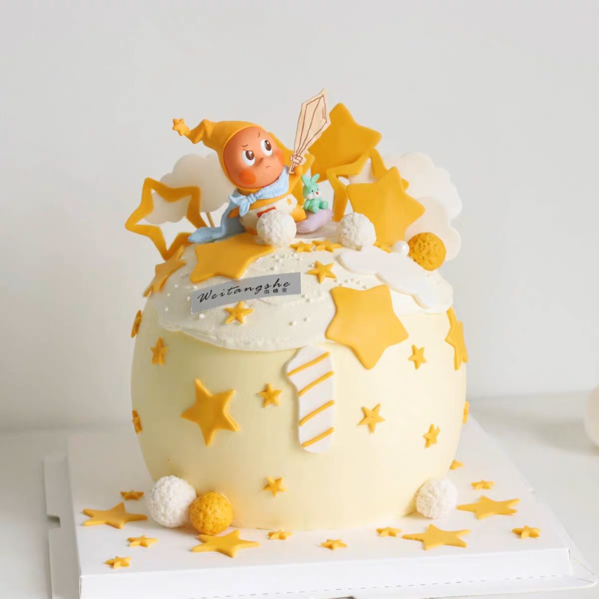 蜡烛星星人蛋糕装饰摆件多色小球