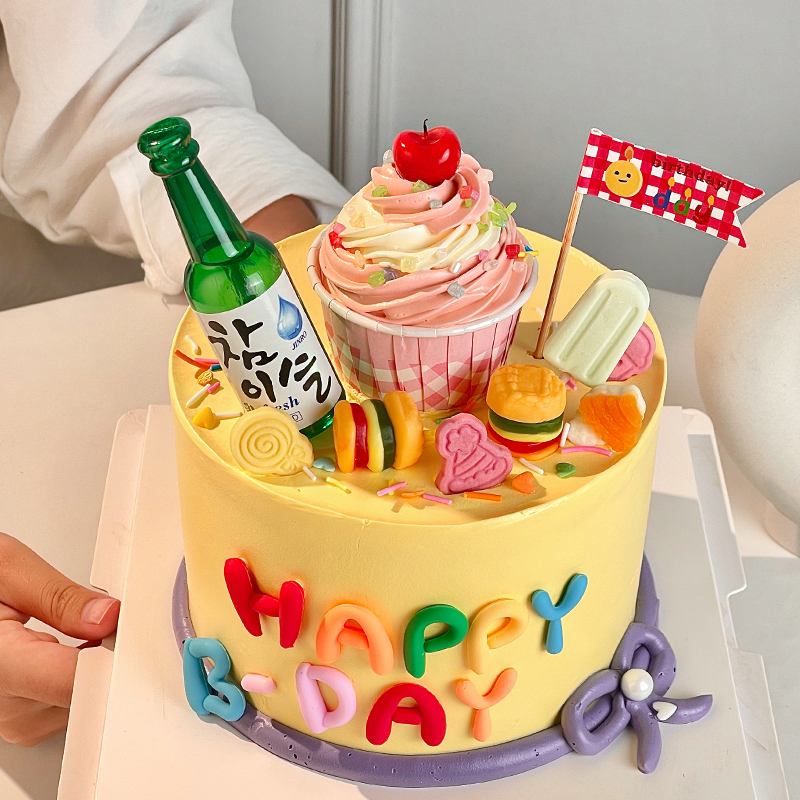 韩式ins风纸杯蛋糕装饰生日小旗