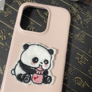 （售完不补）熊猫小狗羊咩咩小羊刺绣手机壳布艺贴纸