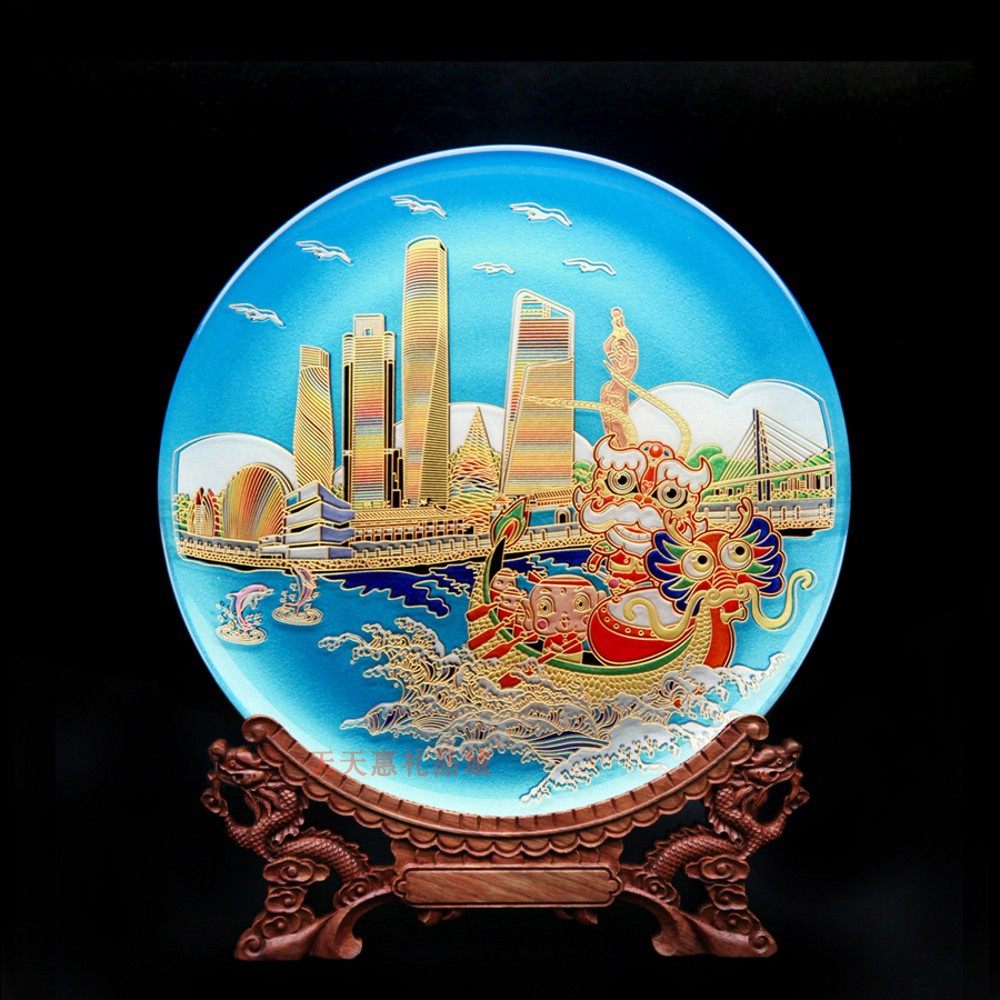 中国珠海大剧院地方建筑标志双面雕刻彩绘外事礼品旅游纪念品