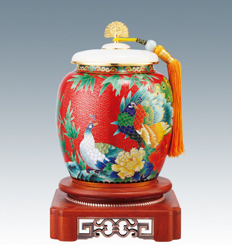 大师级纯手工制作景泰蓝镶玉富贵无限茶叶罐个人收藏商务贵增礼品