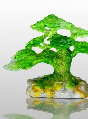 古法琉璃B-PTFM0028基业长青客厅书房办公室商务礼品摆件长青树