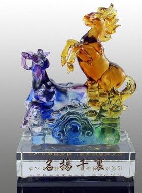 古法琉璃家居摆件PTFM0115六合生肖之名扬千里羊马个人商务馈赠