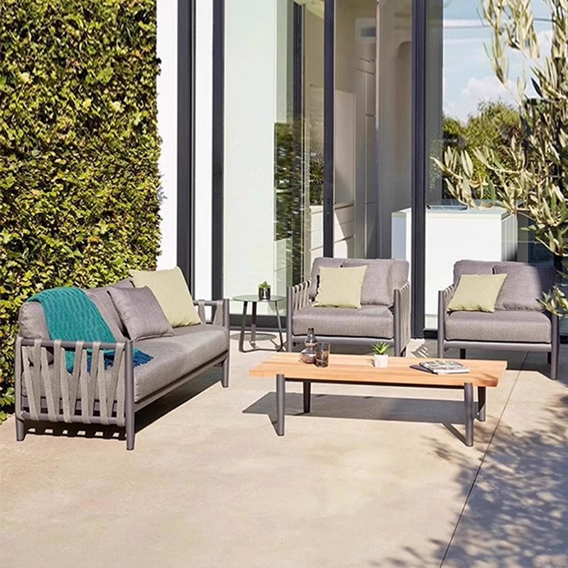 户外沙发铝合金别墅庭院花园防水晒藤编家具阳光房露台休闲椅组合