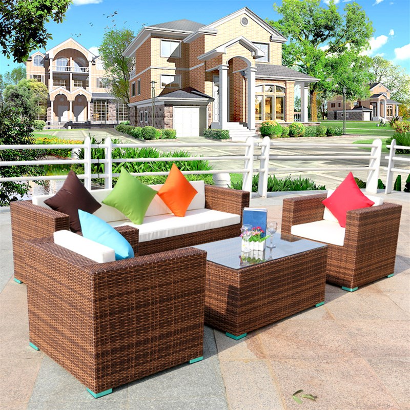 户外休闲阳台室外庭院藤椅家具茶几藤编沙发组合露天花园别墅藤椅