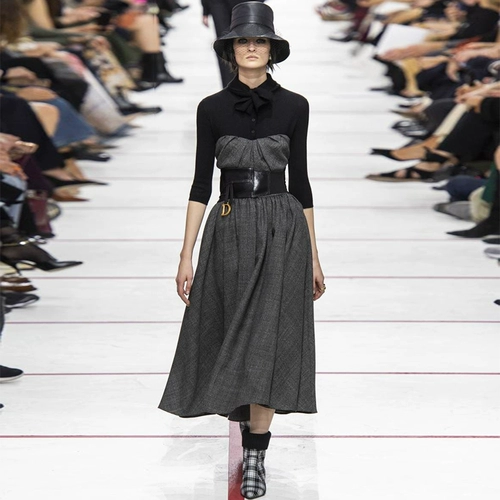 Демисезонный трикотажный приталенный элегантный корсет с бантиком, платье, европейский стиль