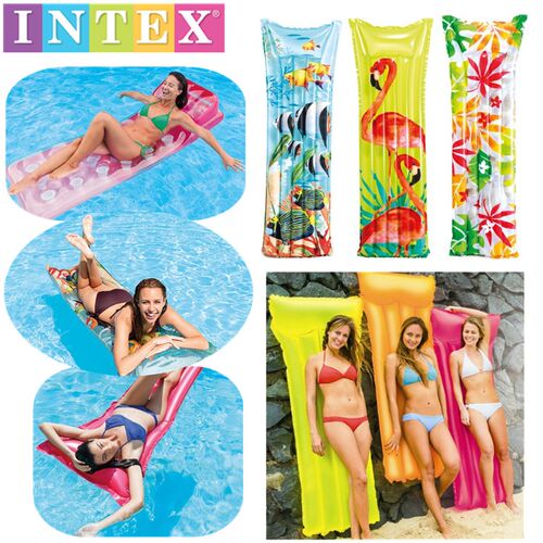 INTEX水上充气床 蓝色浮排 绿色浮圈 时尚躺椅水上漂浮床 浴光床