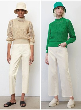 德系奢牌M0P 女款 棉麻混纺半高领镂空针织衫 4566