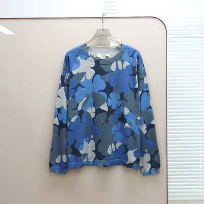 英伦se@s@1t 女款 圆领印花落肩宽松针织衫 F865