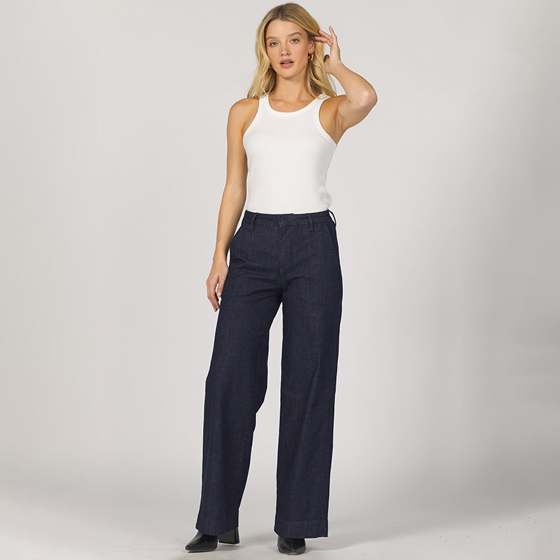 美式丹宁DJ 女款 高腰阔腿牛仔裤 F595