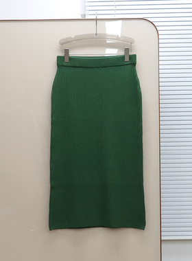 美系安@NTHR0 女款 松紧腰罗纹针织半身裙 E541