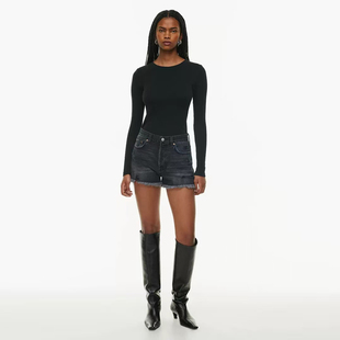 黑灰洗水磨破虚边牛仔短裤 女款 4192 F0RUM 加拿大DEN1M