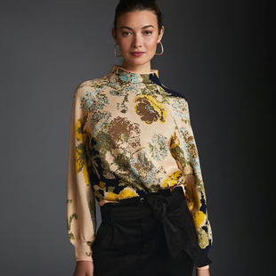 美系安@NTHR0 女款  波西米亚风半高领提花针织衫 E568