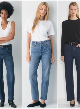 加拿大红牌DF 女款  90年代高腰直筒牛仔裤 D866