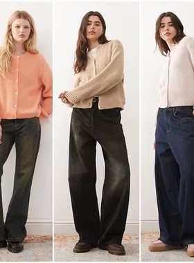 北欧风MNK 女款 圆领蓬松罗纹针织开衫 E512