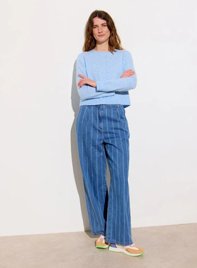 英伦美学OB 女款 中缝圆领长袖针织衫 D590