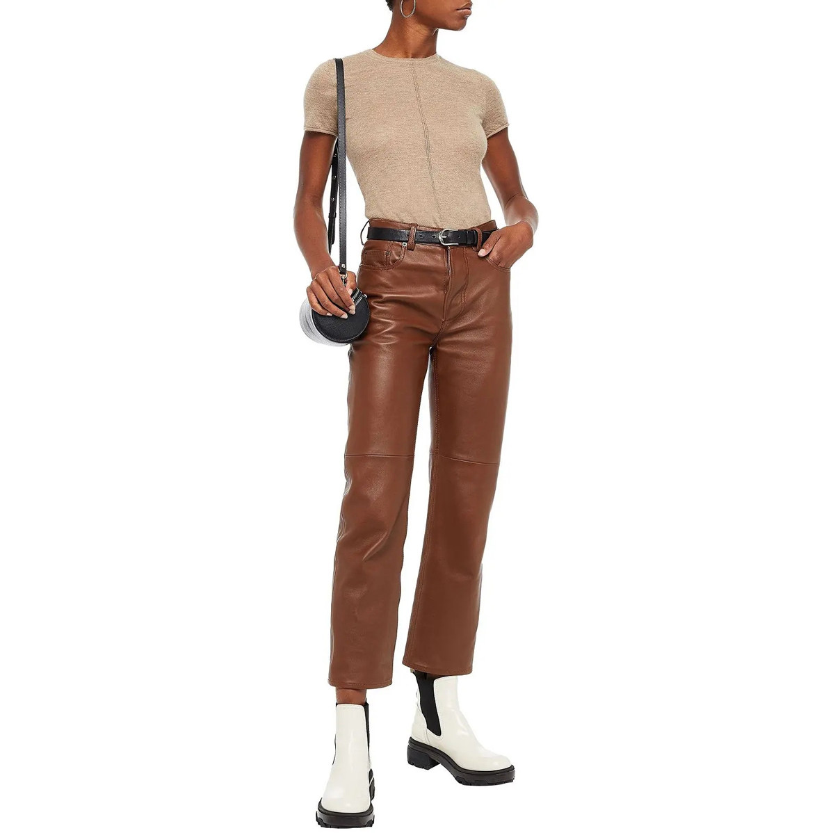 美系新锐r@g 女款 全羊绒开司米圆领短袖针织上衣  q250