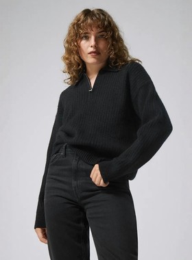 北欧风工作日WKD  女款  半拉链翻领罗纹针织衫 E517