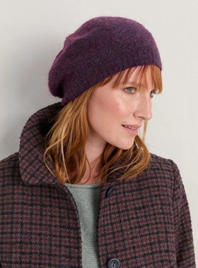 英伦se@s@1t  女士 马海毛羊毛混纺罗纹针织贝雷帽 E286